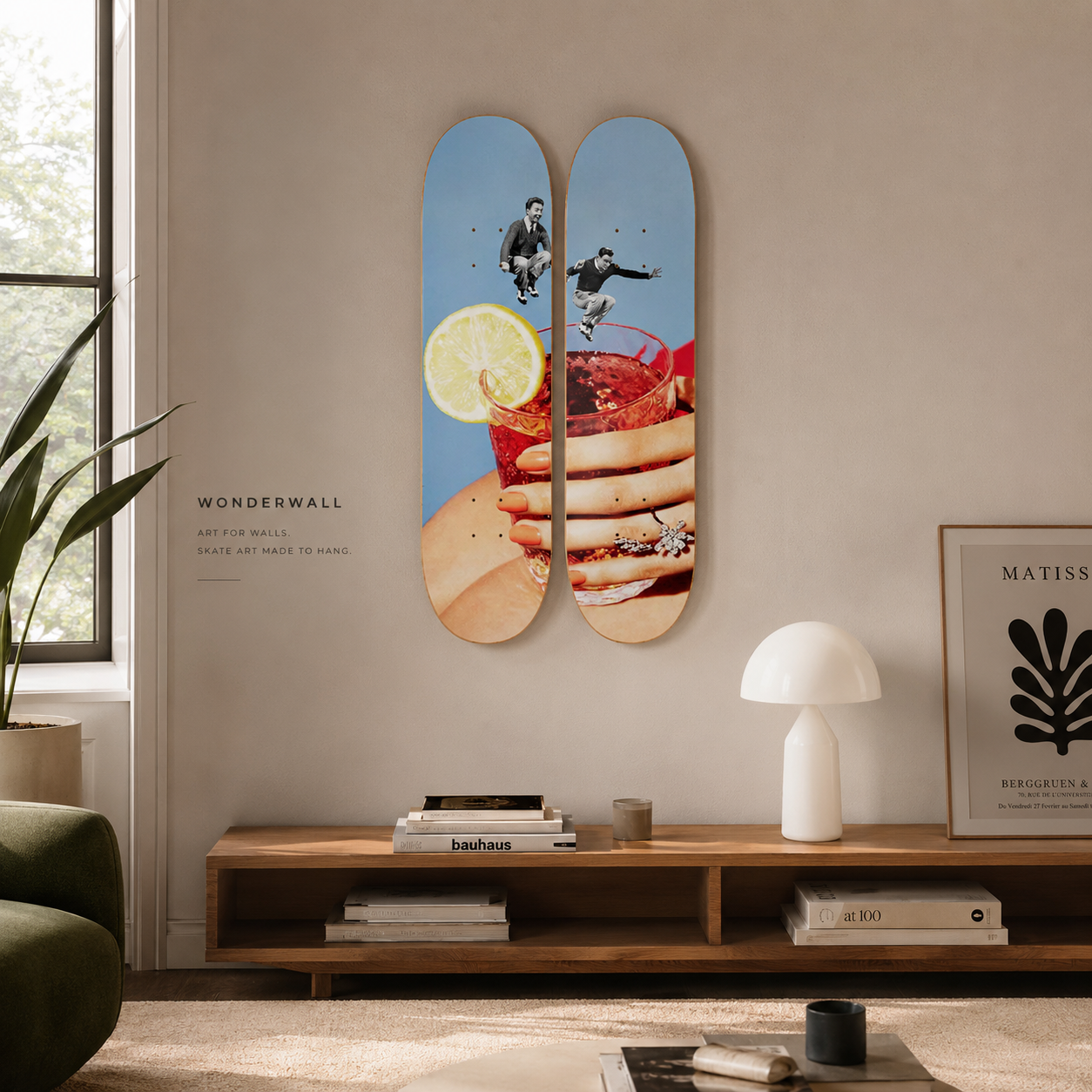 Campari - skate decorativo ilustrado de pared