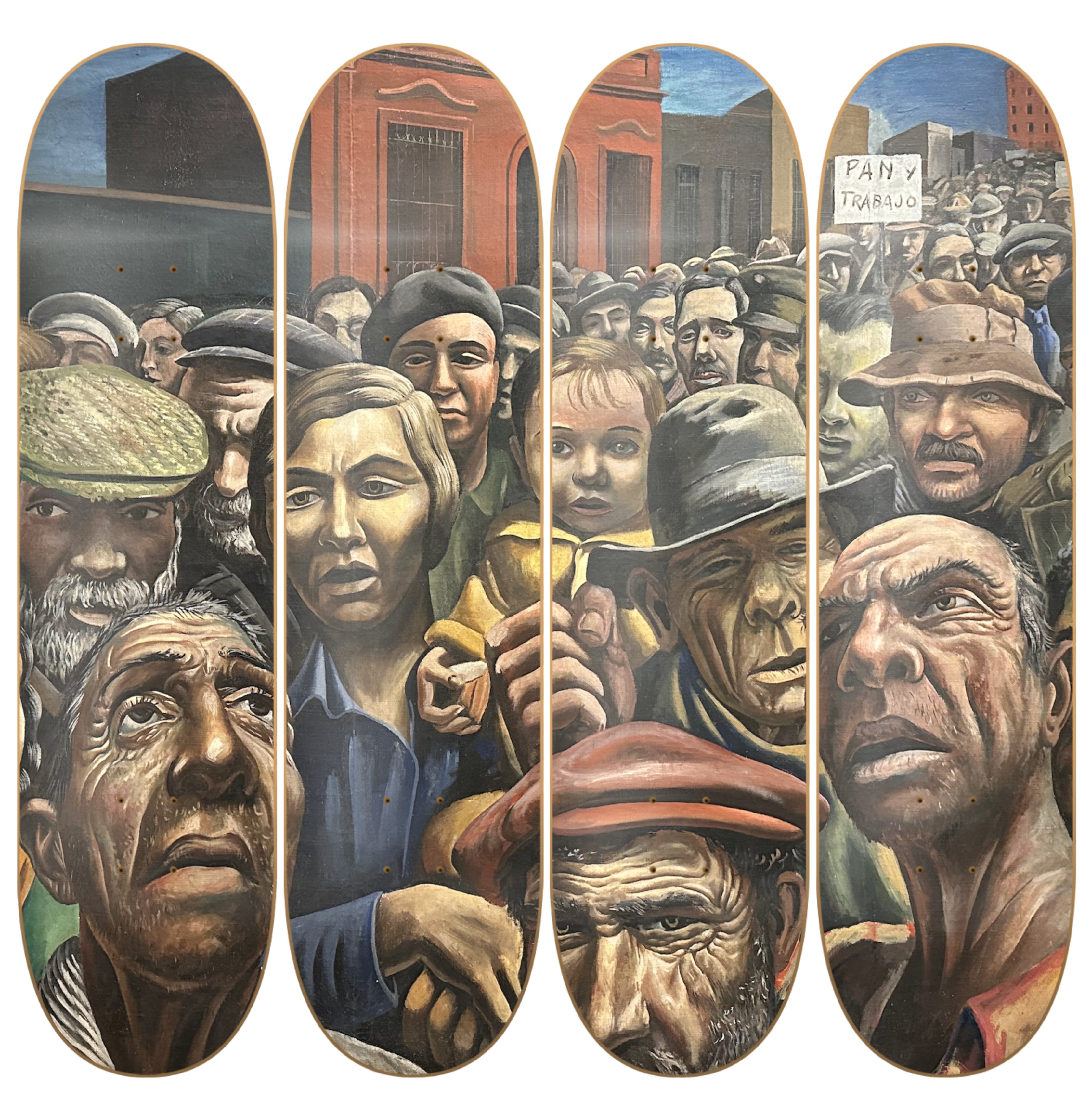 Pan y Trabajo - arte mural en skate de pared vista 2