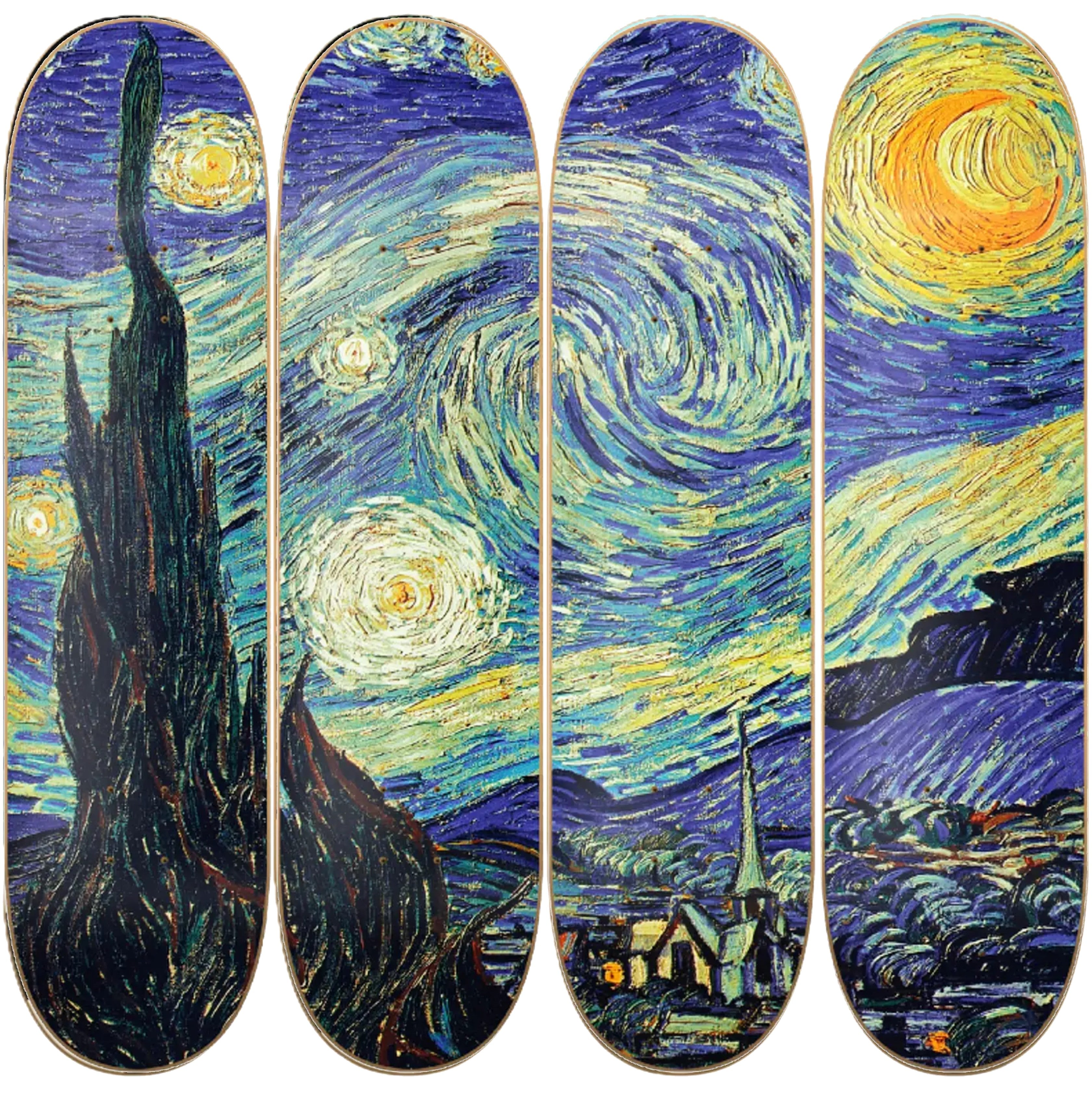 Van Gogh - arte mural en skate en tabla de skate decorativa vista 2